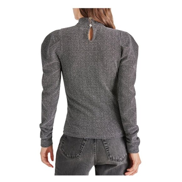 Steve Madden Estella Metallic Puff Shoulder Knit Top - Picture 5 of 16